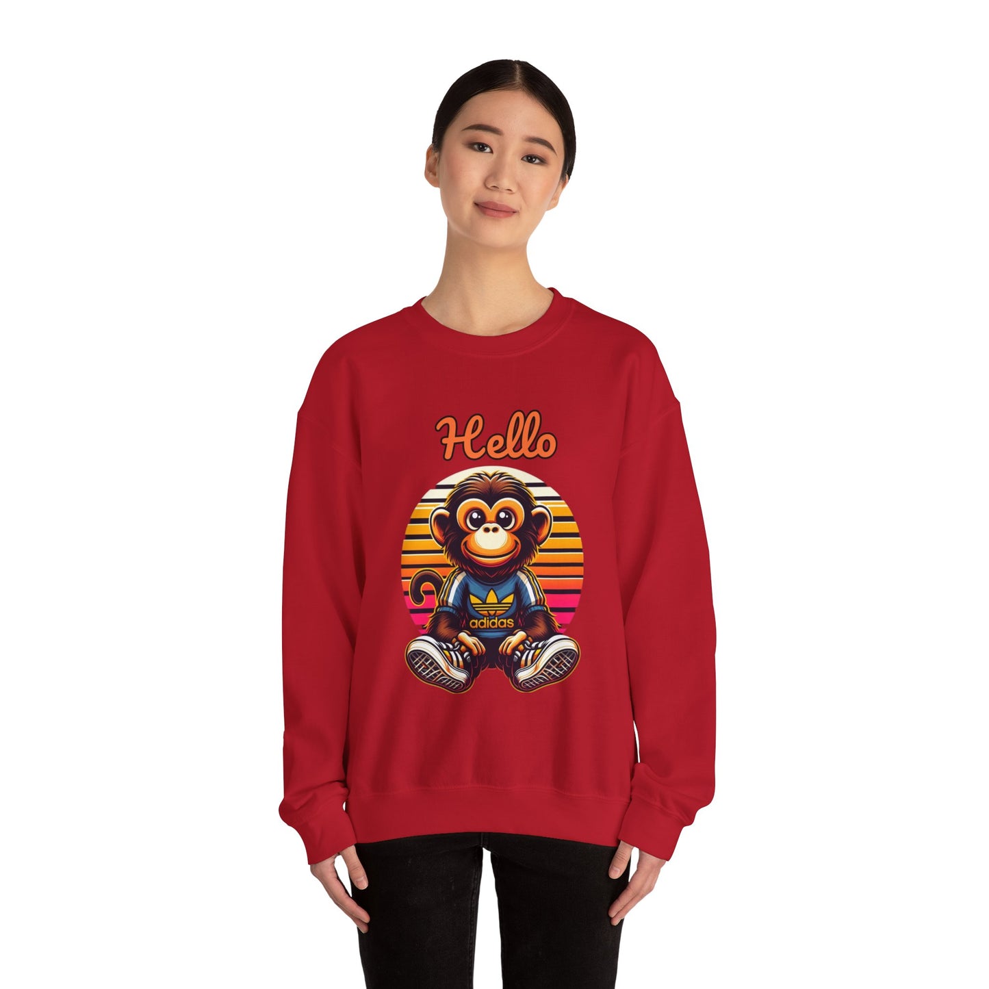 "Hello Monkey" Unisex Heavy Blend™ Crewneck Sweatshirt