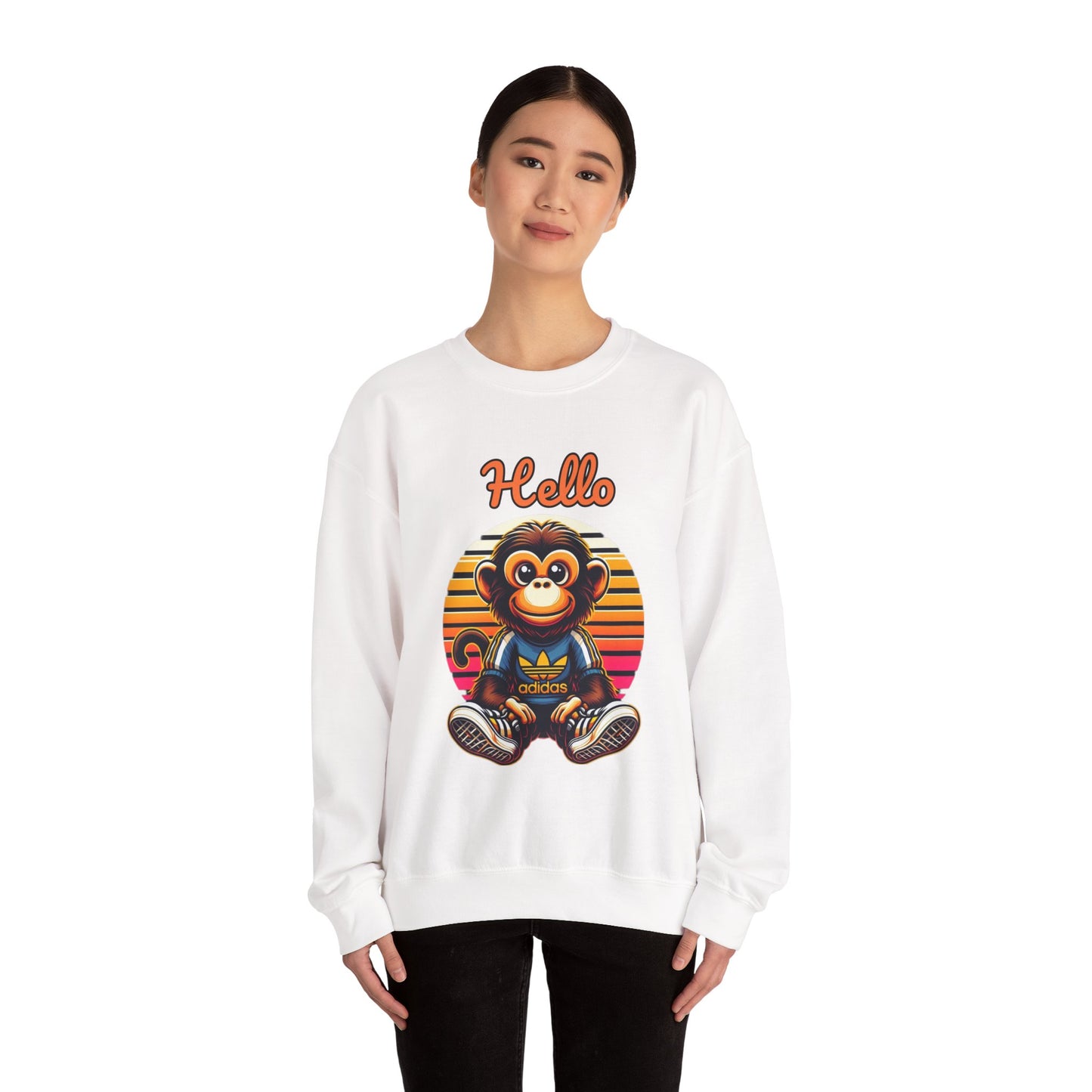 "Hello Monkey" Unisex Heavy Blend™ Crewneck Sweatshirt