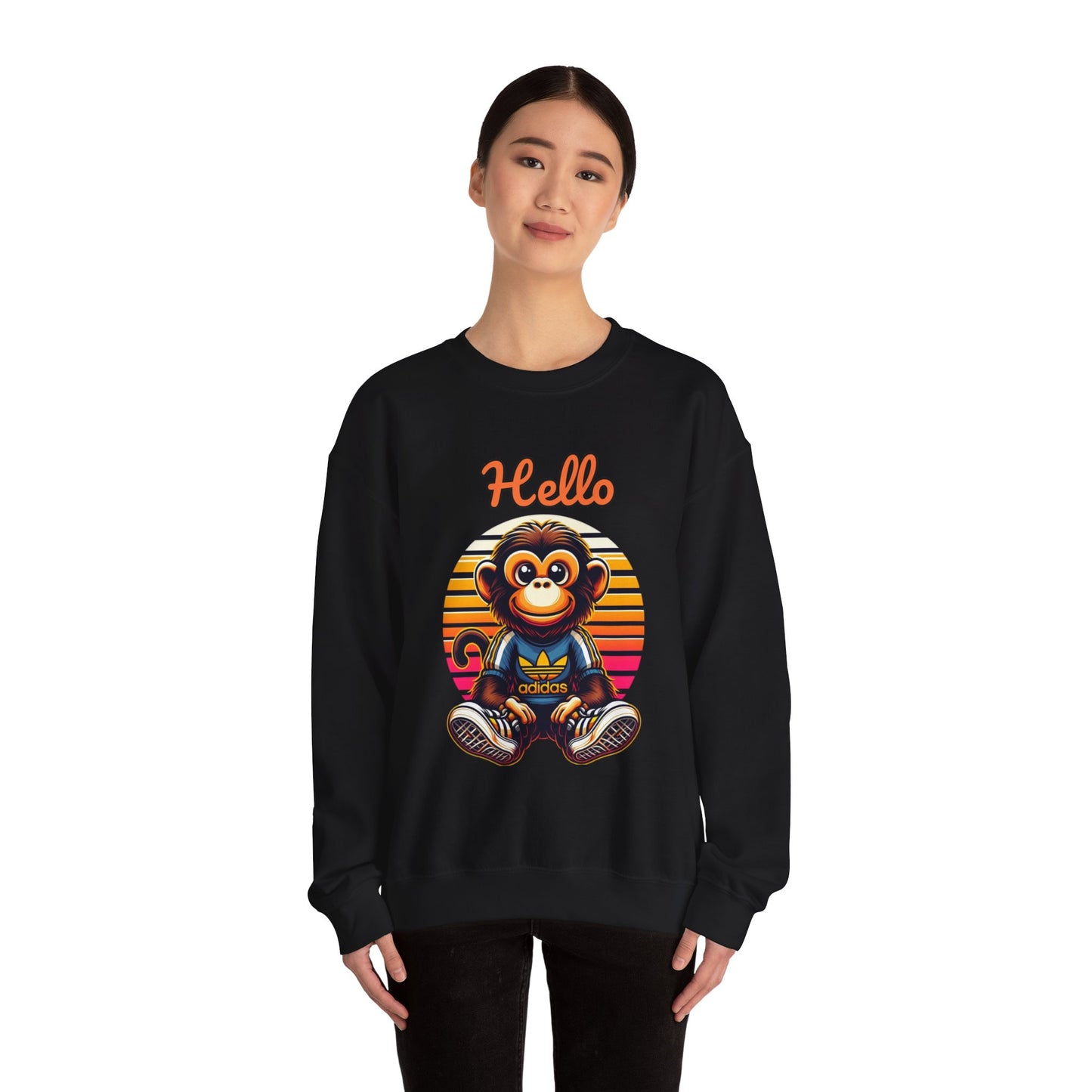 "Hello Monkey" Unisex Heavy Blend™ Crewneck Sweatshirt