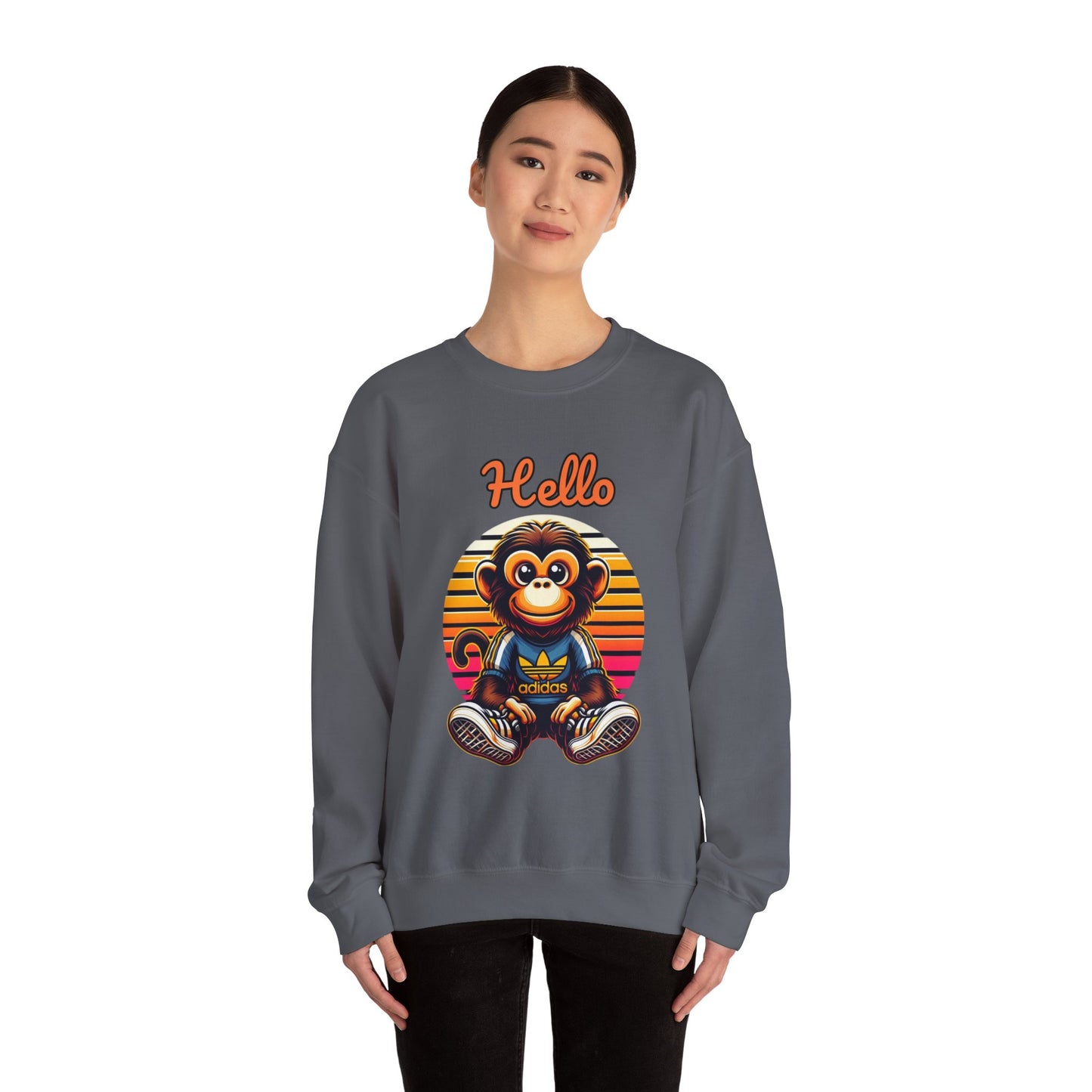 "Hello Monkey" Unisex Heavy Blend™ Crewneck Sweatshirt