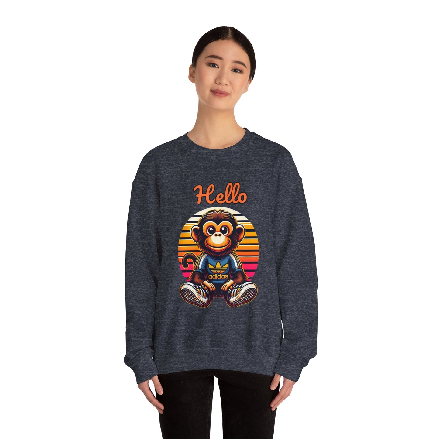 "Hello Monkey" Unisex Heavy Blend™ Crewneck Sweatshirt